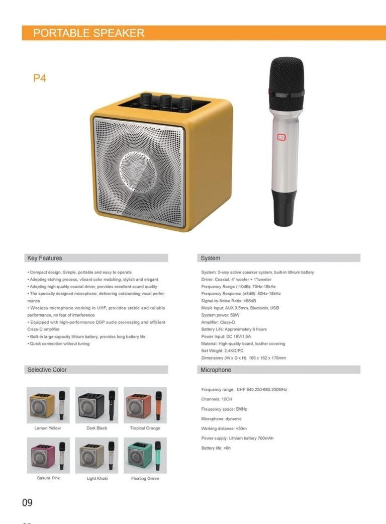 Loa xách tay Mini Karaoke BBS P4, Bass 4in